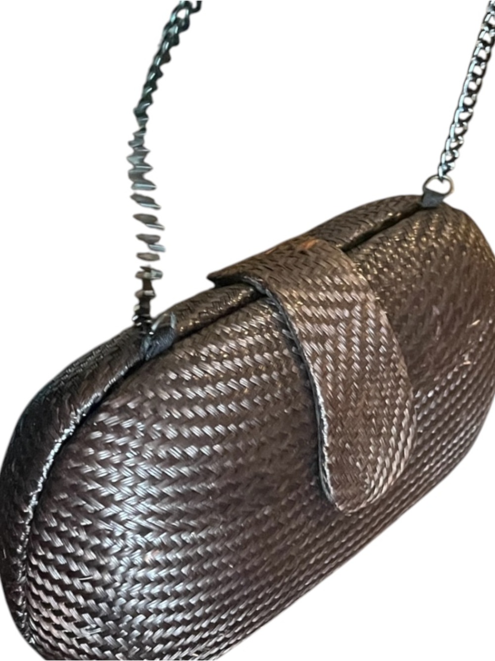 Vintage woven expresso brown Carlo Fellini crossbody handbag